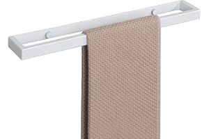 SAYAYO 40CM Wieszak na ręczniki łazienkowy, Montowany na Ścianie uchwyt na ręczniki, Stal Nierdzewna SUS304, Samoprzylepny i Montaż Śrubowy, Biały, EGJF040-W