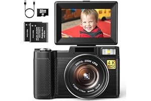 TOIAUAHA Digital Camera,4K UHD Vlogging Camera, 48MP Compact Digital Camera for Photography with 16X Digital Zoom 32GB Card 2 Batteries for Youtube, Tiktok