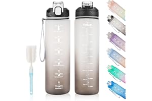 YC Kitchen Borraccia Sportiva Motivazionale 1L - Borraccia Termica 1 litro, Bottiglia d'acqua Sportiva senza-BPA con paglia e trasporto cinghia