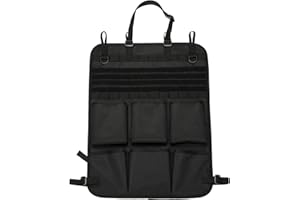 HUNTVP Organizer na oparcie fotela samochodowego, taktyczny panel pojazdu Molle, uniwersalny taktyczny organizer na siedzenia pojazdu, torba do przechowywania z 6 woreczkami do przechowywania,