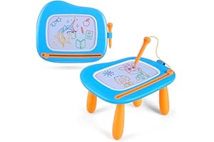 Smasiagon Juguetes Niños 1 2 3 Años, Pizarra Magnetica Infantil, Colorido Tableta Dibujo Magnético con Patas, Juguetes Educativos y Regalo Cumpleaños para Niñas Niños de 1-3 Años (Azul)