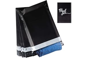 ILAUKE 60 szt. plastikowych toreb wysyłkowych, "Dziękuję" torba pocztowa koperty pocztowe 30 x 40 cm + 5 cm z klapką, wodoodporne i odporne na rozerwanie kieszenie pocztowe do wysyłki opakowań-czarne