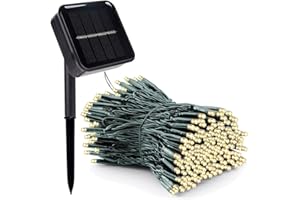 YSINOBEAR Solar Fairy Lights Outdoor, LED Solar Powered Garden Lights Outside 8 Modes Waterproof Solar String Lights for Trees Patio Fence Wedding Party Christmas Decoration (12M, Warm White Light)