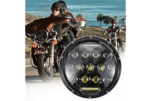 JMTBNO Faro LED para Motocicleta de 7 Pulgadas y 75 W Faro Redondo de Haz Alto/Bajo Faro Delantero DRL Compatible con Harley Road King Street Glide Softail Electra Glide/J-eep Wrangler JK TJ
