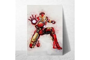 Ma Little Canv Affiche Super Héros - Décoration murale pour chambre d'enfant fille ou garcon - Motif Marvel Spiderman, Hulk, Captain, Ironman Thor et Batman | Sans Cadres 30x40cm (Iron Man)