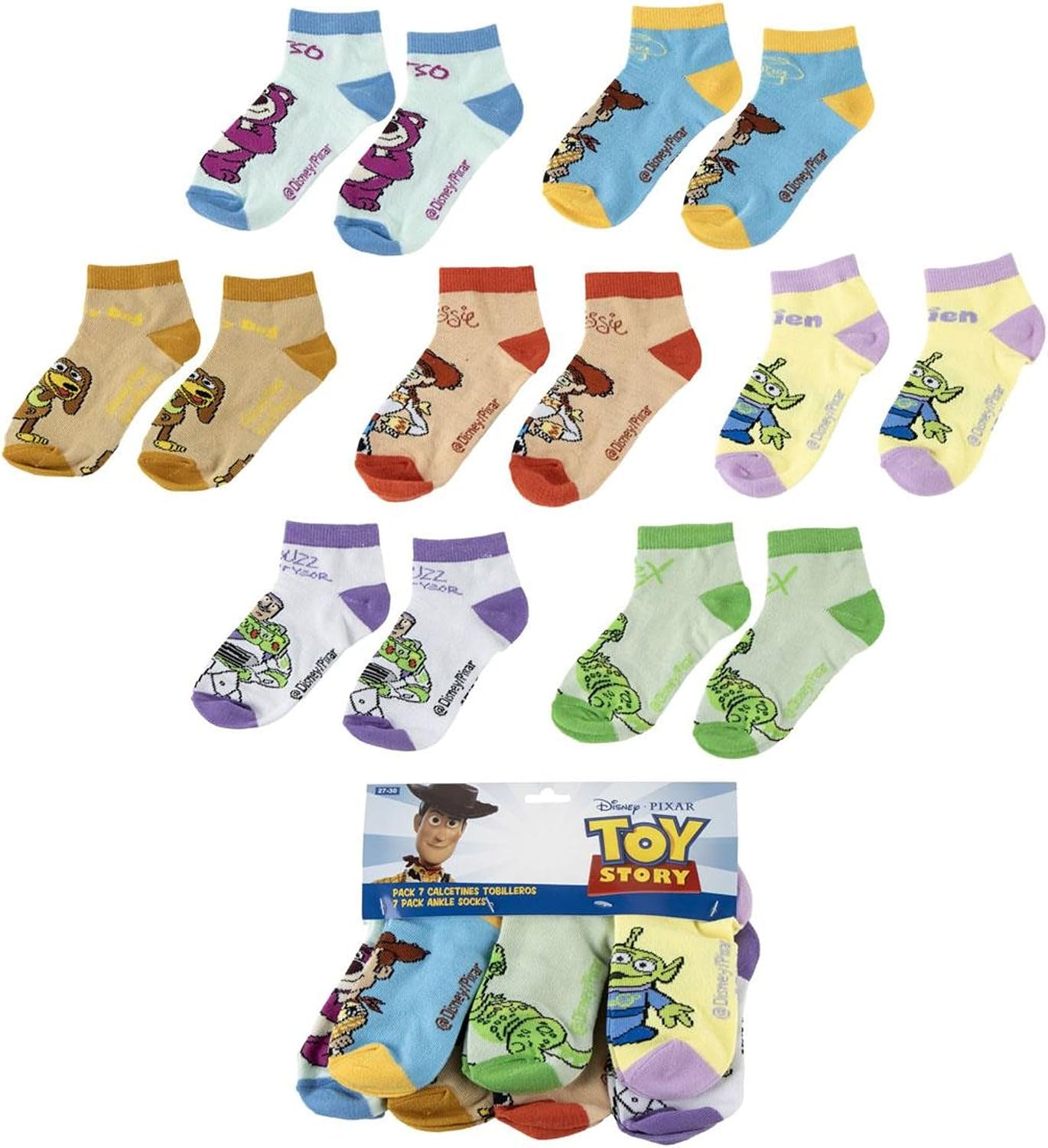 Pack calcetines tobilleros Toy Story para uso diario y deporte – Pack calcetines tobilleros suaves y transpirables para zapatillas y calzado casual