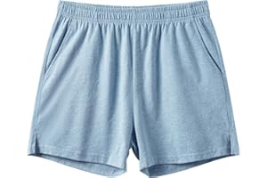 Amy Coulee Schlafhose Herren Kurz Baumwolle 4" Leichte Schlafshorts Kurze Pyjamahose Schlafanzughose mit Taschen