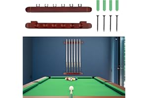 Adhafera Pool Cue Holder, 6 Pieces Wall-Mounted Pool Cue Rack, Suitable for Billiard Clubs, bars, Snooker Games