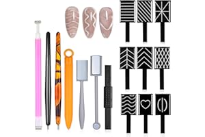TAIHOBO 16 Sztuk Narzędzi do Zdobienia Paznokci w Sztyfcie Magnetycznym DIY Magic 3D Cat Eye, do Stosowania z Żelem UV Lub Lakierem do Paznokci, Magnetyczny Pisak dla Kota do Stylizacji Paznokci