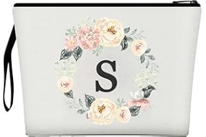 DWDC Borsa per il trucco per donna, borsa per il trucco con 26 lettere dalla A alla Z, borsa per cosmetici personalizzata, regali di compleanno per donne e mamme, regali per la sposa e la damigella d'onore