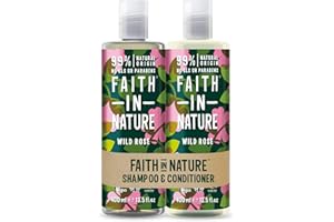 Faith In Nature Natural Wild Rose Ensemble shampoing et après-shampoing réparateur, végétalien et sans cruauté envers les animaux, sans SLS ni parabènes, pour cheveux normaux à secs, 2 x 400 ml