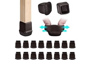 AULESE 16 nakładek ochronnych na nogi krzeseł z filcem, gumowe ochraniacze na nogi krzeseł, okrągłe ochraniacze podłogi na krzesła, nakładki na krzesła do podłóg z twardego drewna, płytek i podłóg laminowanych (kwadratowe, 0,75")