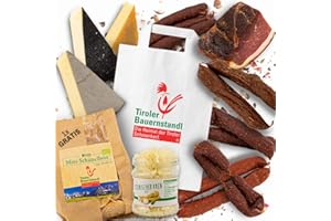 ‎TIROLER BAUERNSTANDL DIE HEIMAT DER TIROLER SCHMANKERL. Tiroler Bauernstandl Genuss Tasche Geschenkkorb [11 Artikel] Käse Wurst Schinken am Stück Fresskorb Wurstkorb Präsentkorb Vater Geschenk Männer Geschenke Geschenke für Männer Geburtstag Geschenk Mann