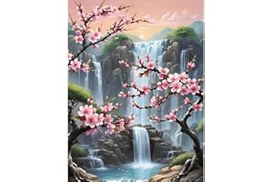 HONGYRJY Plum Blossom Diamond Painting,Flowers Diamond Art Kits Adults,5d Diamond Painting Kits for Adults,DIY Gem Art Kits Adults and Crafts Home Decor 12x16inch