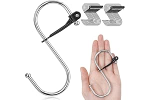 Sopito Ganci a S, 20 PCS Gancio a S Grande per Appendere con Fibbia di Sicurezza, Gancio a Forma di S Resistente in Metallo per Cucina e Armadio, 3.5 cm