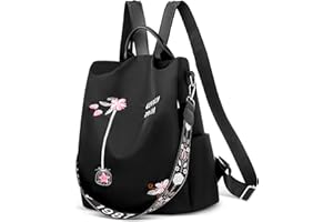 DEEVORCA Moda Mujer Mochila Elegante Bolso de Señoras con Bolsillo Antirrobo Bolso de Hombro Convertible para Viaje Casual Trabajo Escuela Impermeable Bolso de Mujer Ligero Backpack Negro