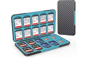 HEIYING Rangement Carte Mémoire pour Cartes SD/TF, Étui de Stockage Portable pour Carte SD Compatible avec 20 SDXC SDHC et 20 TF Emplacements pour Cartes