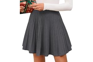 Adigaber Gonne Mini da Donna Vita Alta Gonna a Pieghe in Maglia Linea A Gonna Invernale Elastico in Vita