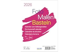 Foto-Malen-Basteln Bastelkalender A5 weiß 2026: Fotokalender zum Selbstgestalten. Aufstellbarer do-it-yourself Kalender mit festem Fotokarton.