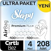 Sleepy Bio Natural Premium Plus Airbag Comfort Ultra Paket Bebek Bezi 4 Numara Maxi 208 Adet