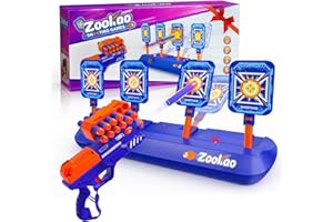 Zookao Digital Shooting Targets with Toy Gun, Nerf Gun Toy with Electronic Scoring Auto Reset 4 Targets, Shooting Games Toys for 6, 7, 8, 9, 10+ Years Old Boys Girls, Halloween for 6-12 Years Old Boys