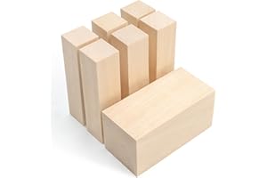BeaverCraft Basswood Carving Blocks 7PCS Whittling Wood Kit - Soft Wood Block for Crafts, Basswood for Carving, Unfinished Wooden Blank Set BW7