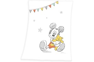 ‎KLAUS HERDING GMBH Herding DISNEY MICKEY MOUSE Baby-Fleecedecke, 75 x 100cm, Polyester, Weiß