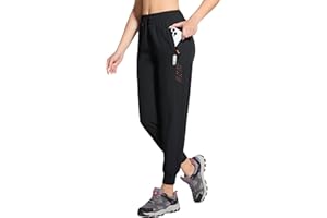BAYGE Damen Wanderhose Sommer Jogginghose Schnell Trocknend Wasserdicht Atmungsaktiv Leicht Sporthose Laufhose Trekkinghose Trainingshose Outdoor Running Track Hose mit Reißverschlusstaschen