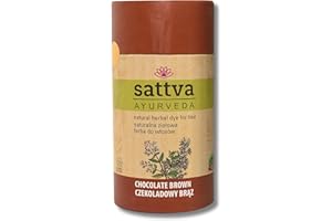 SATTVA AYURVEDA Sattva Natural Hair Color - Henna for Allergies - Organic Plant-Based Hair Dye for Natural Hair Color, Henna Hair Dye for Volume and Shine - Double Portion - ECOCERT (Chocolate, 150)