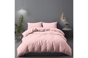 LivinEase King Size Duvet Cover Sets - Brushed Microfibre 100 GSM Pink Kingsize Duvet Cover with 2 Pillowcases (50x75 cm) - Hotel Quality Hypoallergenic, Easy Care and Comfortable