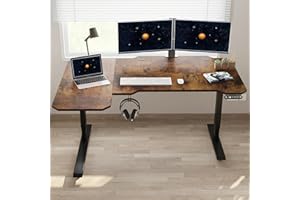 IvyIvy elektryczne biurko z regulacją wysokości (150 x 78 cm), do siedzenia i stania, z 4 funkcjami pamięci, brązowy (w kształcie litery L)