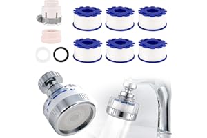 Bahan alamy Water Faucet Filters+6 Filter Cartridges, 360 Degree Rotating Tap Water Filter, Tap Filter Hard Water, Splashproof Water Tap Filter for Home Kitchen Bathroom (1)