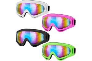 FRIUSATE Ski Goggles Kids,4 Pack Snowboard Goggles for Men Women Boys Girls,Skiing Snowboard Goggles,Motorcycle Goggles for Men Women Adult Youth