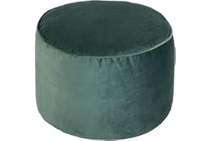 Loft 25 Premium Round Velvet BeanBag Footstool | Indoor Home Living Room Filled Pouffe Bean Bag | Ergonomic Design for Support | Durable & Comfortable (Teal)