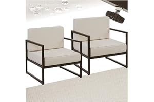 TecTake® Conjunto Jardín Exterior de Acero, Sillones Terraza con Acolchado Grueso, Sillas Jardín con Pies Ajustables, Muebles Jardín Exterior, Fundas Repelentes al Agua, Sofás para Jardín - 2 plazas