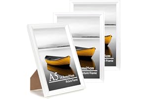Baoee A5 white Picture Frame,Set of 3,photo frame with acrylic glass, A5 Frame,Poster Frame,Wall Mountable