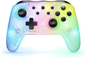 FIEHDUW Switch Pro Controller Compatible with Switch/Lite/OLED, Wireless Switch Controller for Ultimate Control with TURBO, Wake-up Function, 6-Axis Gyro, Adjustable Vibration, 7-Color LED
