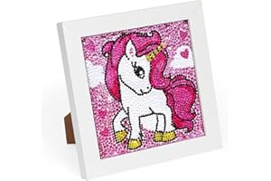 Wishstar 5D Diamond Painting Pit Unicorno con Cornice，Pittura Diamante Fai da Te Unicorno ，Pittura Diamante Bambini，5d Diamond Art Painting Kits Sonic for Kids for Home Decor e Regalo