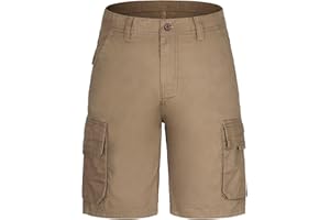 QXURKUT Pantalones Cortos Hombre Algodón Verano Casual Bermudas Cargo Shorts con 6 Bolsillos para Al Aire Libre Trekking Senderismo Pesca