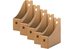 LIFESTYLE COMFORT LTD LSC Magazine File Holder Pack of 5 Cardboard Box A4 File Organiser Box with Labels File Holder Document Organiser for Desk Organizer File Divider Magazine Rack for School Office Home (Pack of 5)