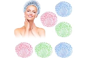 UWOBEFO 6 Piezas Gorros de Ducha y Pelo Impermeable, Lavables Banda Elástico para Salón, Spa, Viajes