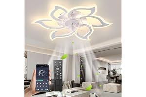 ‎REVNEEY Deckenventilator Mit Beleuchtung,Leise Lampe Mit Ventilator LED 69W Dimmbare Deckenlampe Mit Ventilator Und Fernbedienun 6-Gang,Timer, Reversibel Deckenventilatoren Für Wohnzimmer Schlafzimmer Weiß