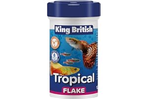 King British | Copos para Peces Tropicales 12g: Alimento Completo con Multivitaminas, Ingredientes Naturales para Acuario