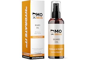 Mo Bro's Huile Barbe | Vanille et Mangue 100ml | Huile à Barbe Homme Bio | Barbe Douce | Soin de Barbe | Cadeau pour Homme