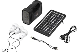 Technaxx 3W Solar Power Station Set TX-199 with 3W Solar Panel, 3xLED Bulbs and Bright LED Panel – 22 Hours Working Time, USB Port, Rechargeable SLA Battery – Used for Outdoor, Camping, Emergency