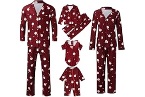 Weihnachten Schlafanzüge für Familie, Matching Weihnachts Pyjamas Set für Family, Weihnachten Pjs Set für Erwachsene Kinder, Schlafshirt Oberteil mit Hirsch Aufdurck Hose Hausanzug Sleepwear