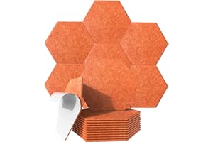 ARTEBTE Acoustic Foam Panels Self-Adhesive, 12 PCS Acoustic Panels 12" X10.3" X0.4" Hexagon High Density Sound Dampening Absorb Noise for Studio Home Office-0range