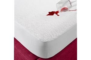 ECOBIZ 100% Cotton Mattress Protector Single Bed Washable, Soft Absorbent, Anti-Allergy Waterproof Bed Sheet Non-Noisy Waterproof Protector