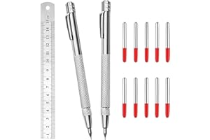 ‎MUCOOS MUCOOS Anreißwerkzeug Set,2 Anreissnadel aus Wolframstahl,Reißnadel für Metall,10 Ersatzspitzen,15cm Stahllineal und Magnetischem Schwanz - zum Anreißen und Gravieren von Metall, Glas, Keramikfliesen