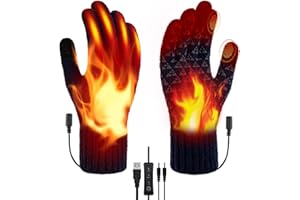 Ertisa Guanti riscaldati USB per donne e uomini, Guanti per laptop Dito intero Guanti riscaldanti 3 temperatura Guanti termici Riscaldamento Schermo Touch Regalo d'inverno Scaldamani per Ciclismo, Sci